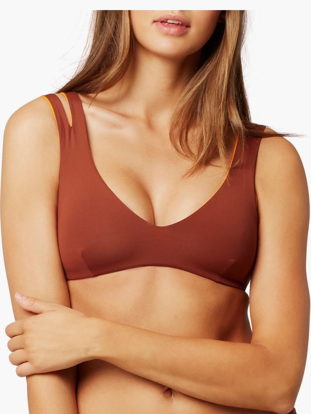 Women’s LSPACE L Space One Wave Bikini Top in Tobacco Brown - Size L
